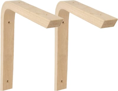AMIG Plankdrager/planksteun van hout - 2x - lichtbruin - H200 x B150 mm - boekenplank steunen