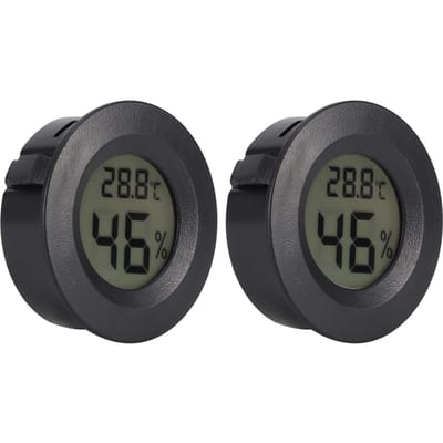 2 PCS Mini Thermomètre Hygromètre LCD Numérique Forme Ronde Mètre de Température Humidité pour Boîte à Reptiles gray