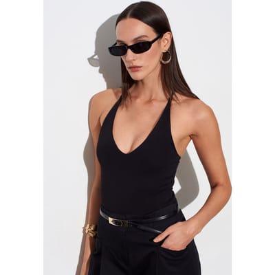 Slim Fit Cut-Out Halter Bodysuit