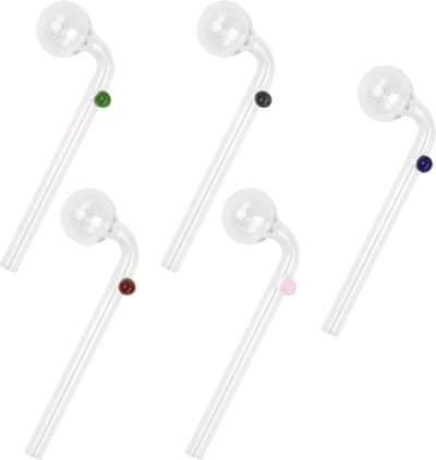 Dailygoods- Rietjes Set van 5 - Glazen Rietjes - Gekleurde/Transparante Rietjes - Hoogwaardig Borosilicaatglas - 13,5 cm Lang - Duurzaam Ontwerp