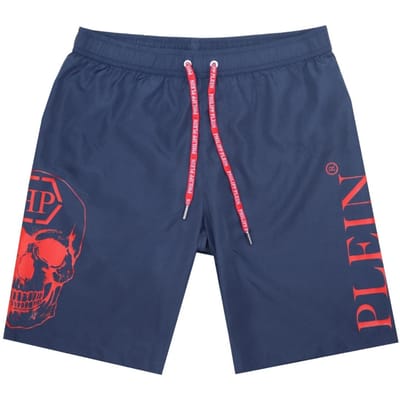 Philipp Plein PP doodshoofd marineblauwe zwembroek