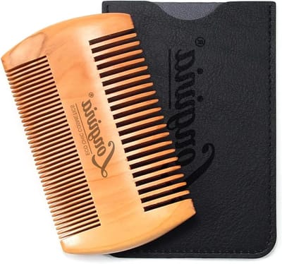Baardkam Perenhout - Snor Kam - Baard Verzorging - Antistatisch Natuurlijk - 10cm Compact - Houtkleur