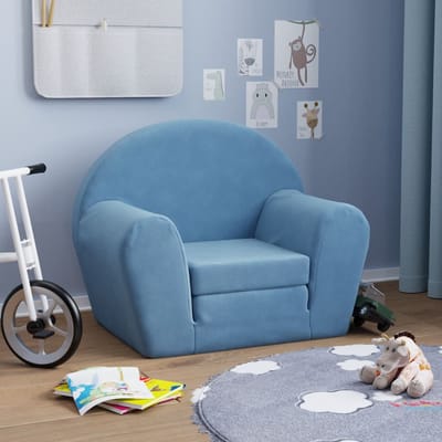 vidaXL - Kinderslaapbank - zacht - pluche - blauw