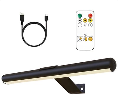 Set van 2 Oplaadbare Schilderijverlichting - Draadloze Wandlamp - Draadloze Schilderijverlichting Oplaadbaar - Touch en remote - Dimbaar LED 3000K/4000K/6500K - Oplaadbare Schilderijlamp Snoerloos - Sterke Accu Schilderijlamp - Zwart