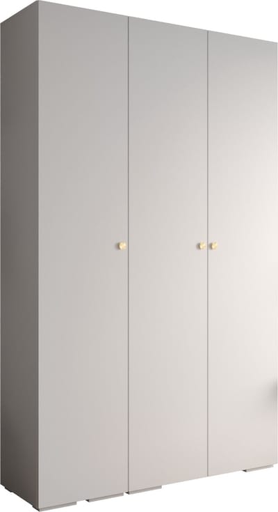 Opbergkast Kledingkast met 3 draaideuren Garderobekast slaapkamerkast Kledingstang met planken | Gouden Handgrepen, elegante kledingkast, glamoureuze stijl (LxHxP): 150x237x47 cm - IVONA 2 (Wit, 150 cm)