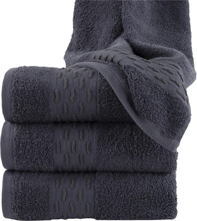 Homéé® Handdoeken golf jacquard 550g. m² 50x100cm 100% katoen badstof set van 4 stuks - mauna (blauw/antraciet)