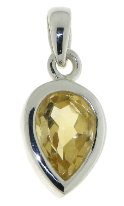 SilverGems Zilveren hanger met druppel vormige facet geslepen Citrien edelsteen