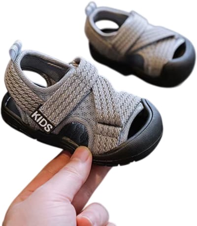 Baby Sandalen Jongens & Meisjes – Zomerschoenen Peuters, Soft Sole, Antislip, Ademend Mesh - Kinder Wandelschoenen & Sandalen - Grijs - Maat 22
