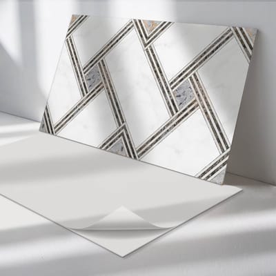 Wallfluent Vinyl Wandpaneel - Geometrisch patroon met lijnen Zelfklevend Muurpaneel - 100 cm x 50 cm - Wit Vinyl Wandpaneel - 1 stuk - Rechthoekig Wandbekleding Vinyl - Texturen Wandpaneel - Vinyl Wandbekleding - Wandpaneel Keuken en Badkamer