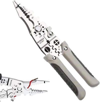 Stripgereedschap - Kabelstripper Krimper - Draad Bewerken - Multifunctioneel Ontwerp - 19 x 4 cm - Grijs