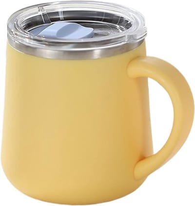 Geïsoleerde Reismok - Dubbelwandige Beker - Dranken Warm Houden - Lekvrij Deksel - 450 Ml - Geel