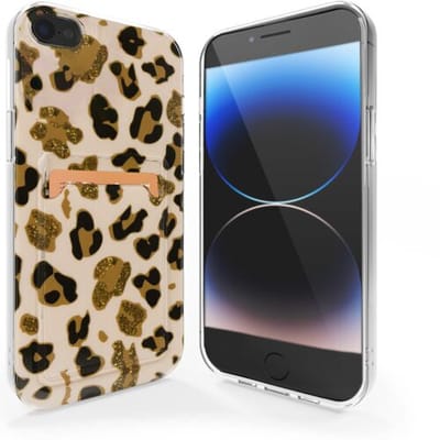 ShieldCase telefoonhoesje geschikt voor Apple iPhone 7/8 hoesje pasjes - Lovely Leopard - Tijgerprint - Luipaard uitstraling met pasjeshouder - Shockproof hardcase