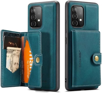 CaseMe JH-01 Hoesje Geschikt voor Samsung Galaxy A34 | Back Cover met Magnetische Kaarthouder | Beschermhoes Pasjeshouder Achterkant | 4 Pasjes en Briefgeld | Blauw