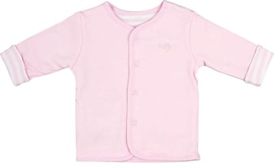 Feetje reversible vest uni roze - roze streep met wit maat 74