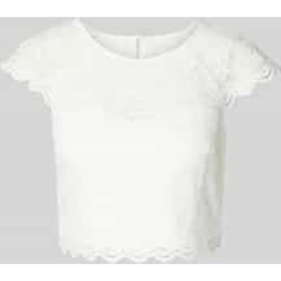 Kort T-shirt van bloemenprint kant
