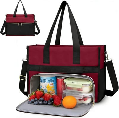 Grote 2-in-1 Lunch Tas voor Vrouwen, Handtas en Laptop Tas met Lunch Compartment, Ruime Computer Tas voor Werk, Kantoor en School, Perfect als Cadeau