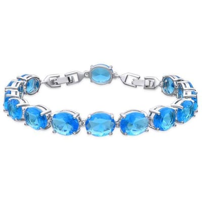 Luxenter Armband met zilveren afwerking en aquamarijn zirkoon - Nou