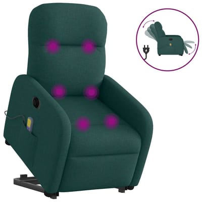 vidaXL - Sta-op-massagestoel - elektrisch - verstelbaar - stof - donkergroen