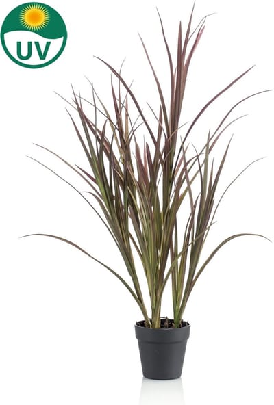 Kunstplant - Hoog Gras Burgundy Groen - 90 cm - In Zwarte Pot