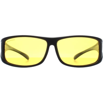 Montana Rechthoek Unisex Mat Zwart Geel Gepolariseerd FO5 Fit Over Bril Nacht Rijden Zonnebril