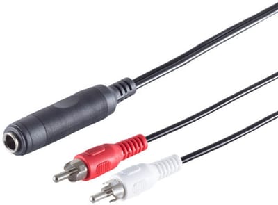 Klinkenbuchse 6,3mm/ 2 Cinchstecker, 0,2m