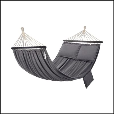 Hangmat Met Spreidstokken 210x150 cm - Dubbele Hangmat - Inclusief Kussens - Draagbaar Design - Comfortabel Ligoppervlak Grijs