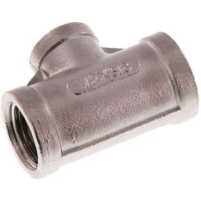 Rp 1/2'' x Rp 3/8'' RVS T-stuk 16 Bar