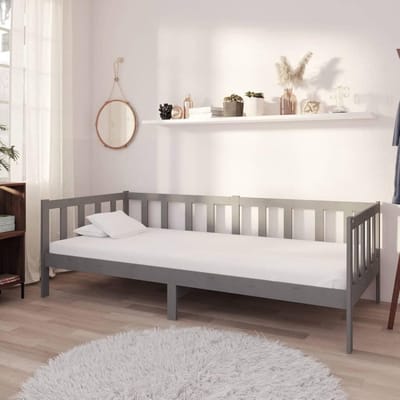 Houten Slaapbank - Slaapbank Bedframe - Gasten Ontvangen - Massief Grenenhout - 90 x 200 cm - Grijs