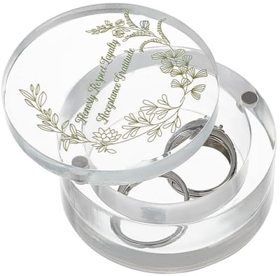 Dailygoods- Ringdoos Transparant Acryl - Ringdoosje Aanzoek - Ringdoosje Huwelijk - Ringdoosje Bruiloft - Ringdoosje Hout - 6,5x3,3cm - Sieraaddoos