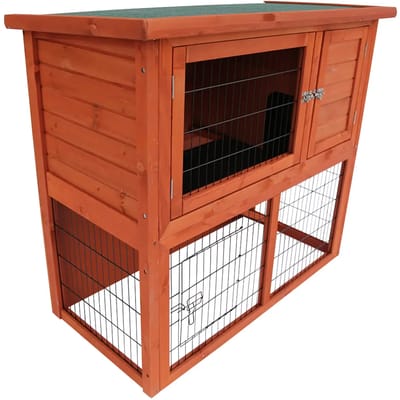 Duvo+ Woodland konijnenhok Charlie Classic houtkleurig | 116 x 63 x 93,6 cm