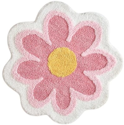 Daity Badkamertapijt - antislip badmat - bloemenpatroon douche badmat cadeau 40*40*1.7cm roze kamerdecoratie badkamer vloermat absorberende imitatie kasjmier vloermat kleine frisse badkamer entree mat huishoudelijke speciaal gevormde voetmat