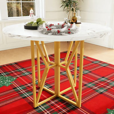 REDOM Eettafel 80x80x76 cm van MDF en metaal, marmerlook blad met gouden poten, verstelbare pootjes