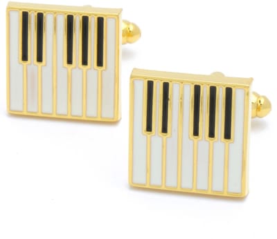 Manchetknopen - Pianotoetsen Wit Zwart Goud