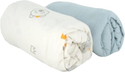 Set van 2 Babyhoezen voor Bed 70 x 140 cm - Blauw met Beer Motief - Oeko-Tex Gecertificeerd