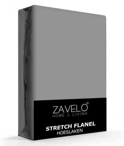 Zavelo Deluxe Stretch Flanel Hoeslaken Antraciet - Lits-jumeaux (180x220 cm) - Heerlijk Warm en Zacht - Perfecte Pasvorm - Hoogwaardige Kwaliteit