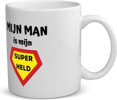 Akyol - mijn man is mijn superheld koffiemok - theemok - Vriend/vriendin - super man - valentijnsdag - verjaardag - cadeautje voor vriendje - kado - geschenk - 350 ML inhoud