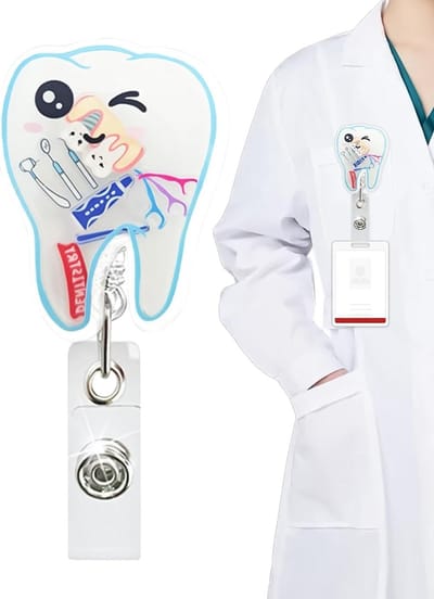 Intrekbare ID Houder - Naambadgehouder Uitschuifbaar - Personeel Identificeren - Ergonomisch Grip Ontwerp - 3.2 cm Diameter - Tanden