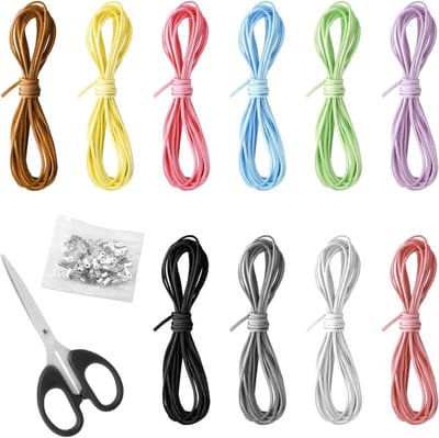 DIY sieraden accessoireset met 10 kleuren leren koord en faux suede voor het maken van kettingen en armbanden, inclusief metalen clips en creatieve cadeau-ideeën