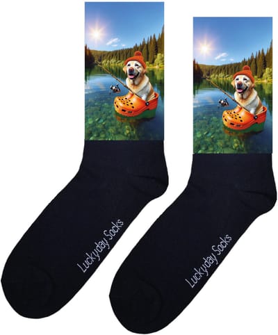 Pensioen cadeau hem haar - Labrador- Grappige sokken - Origineel cadeau - Verjaardag cadeau - Sint cadeau - Leuke sokken - Vrolijke sokken - Cadeautje - Grappig cadeau - Vissen - Afscheidscadeau - Kerstcadeau - Vaderdag - Moederdag - Maat 37-44