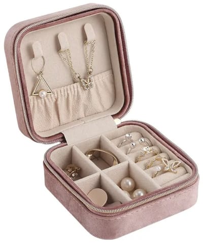 Luxe Velvet Sieradendoos - Bijouterie Kistje - Juwelendoos - Ring - Oorbellen - ketting - Horloge - Dames & meisjes - Reisformaat - Roze