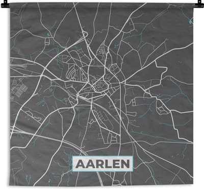 Wandkleed - Wanddoek - Stadskaart – Grijs - Kaart – Aarlen – België – Plattegrond - 180x180 cm - Wandtapijt