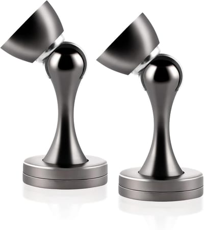 Deurstopper — Magnetische vloerdeurstopper — Geborsteld roestvrij staal — Robuust ontwerp met sterke magneet — 2-pack (Zwart)