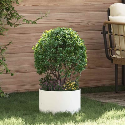 vidaXL - Plantenring - Wit - 30 - x - 30 - x - 20 - cm - Koudgewalst - staal