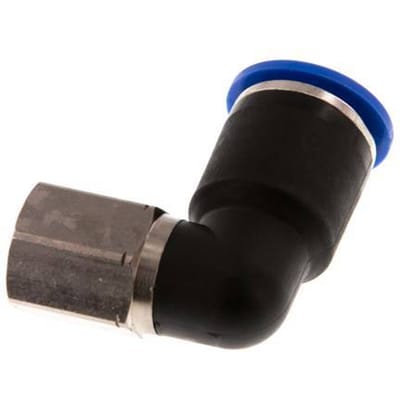 12mm x G1/4'' 90 graden L-verbinding Messing/PA 66 Insteekfitting Binnendraad Draaibaar NBR