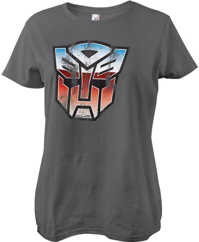 Transformers Distressed Autobot Shield Girly T-shirt voor dames, donkergrijs