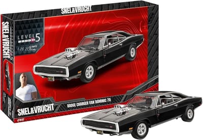 Zylo® Modelbouw Auto - Modelbouw Auto Bouwpakket - Modelbouwpakket - Dominics 1970 Dodge Charger - 21x8x6cm - Zwart