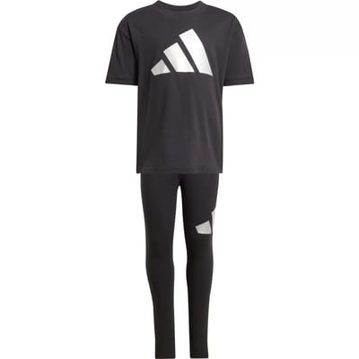 Adidas Seasonal Essentials Glam Cotton Korte Mouw Set Zwart 3-4 Years Meisje
