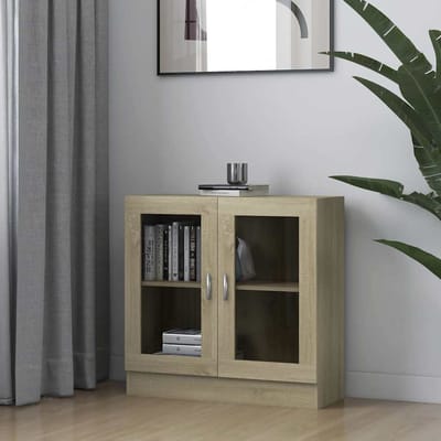 vidaXL - Vitrinekast - 82,5x30,5x80 - cm - bewerkt - hout - sonoma - eikenkleurig