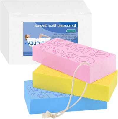 Exfoliërende badspons set van 3, ideale lichaamsverzorging voor een zachte huid, dode huidcellen verwijderen en cellulitis masseren met vochtinbrengende eigenschappen