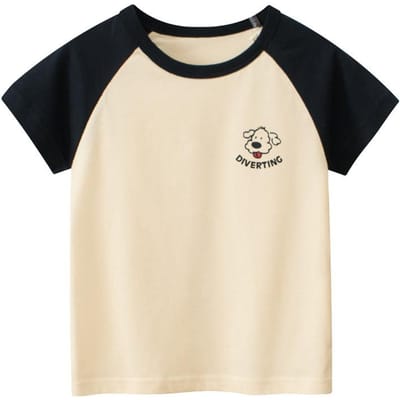 Koreaanse Stijl Kinderkleding Zomer Nieuw Kinder T-shirt met Korte Mouwen Babykleding Meisjes Cartoon Raglan Ronde Hals Top 140cm black